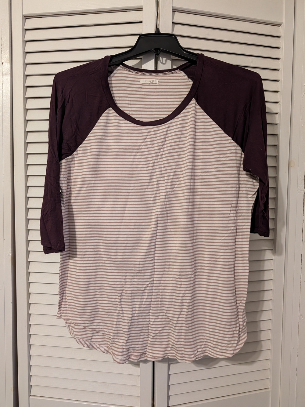 Maurices Plum Raglan Sleeve Striped Tee